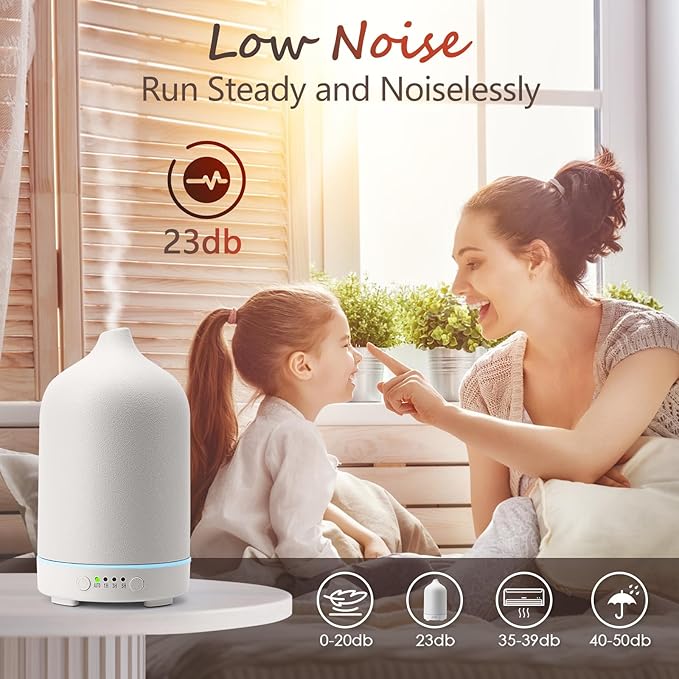 Diffuserlove Ceramic Diffuser 250ML Essential Oil Diffusers Aromatherapy Essential Oil Diffuser for Room Air Diffuser for Home Bedroom Stone Diffuser (White Big Size 250ml) - Bloomnest
