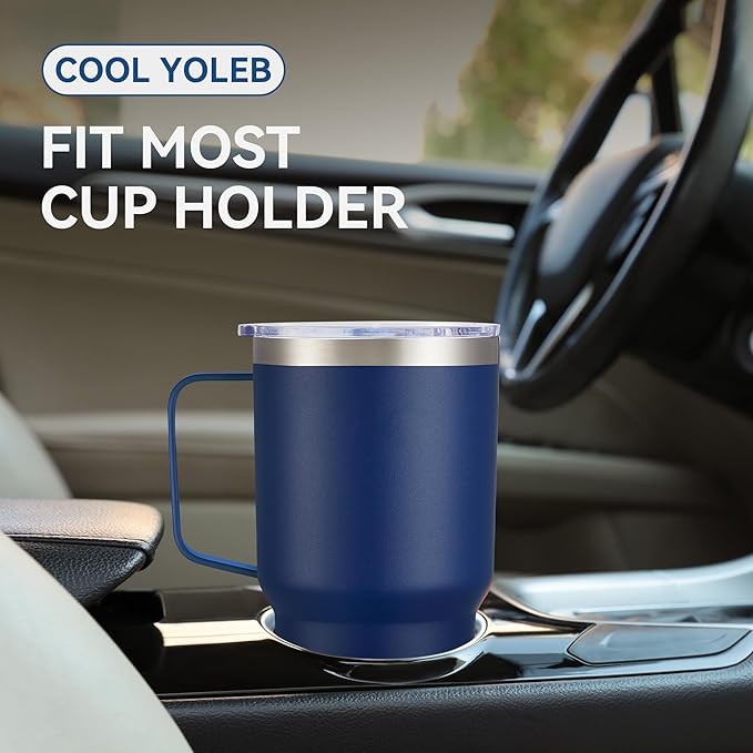 30 oz Tumbler with Handle and Lid, Stainless Steel Tumblers Bulk Double Wall Vacuum Insulated Travel Mug Leak Proof Cup Keep Drinks Cold and Hot Navy, 8 Pack