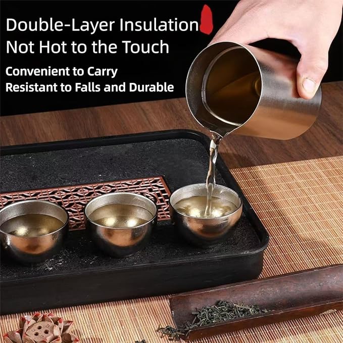 Chinese Kung Fu Tea Set - Pure Titanium Alloy Portable Teapot Set with Tea Strainer, Travel Storage Gift Box, Perfect for Home, Travel, Gifting, Outdoor & Office Use - Bloomnest