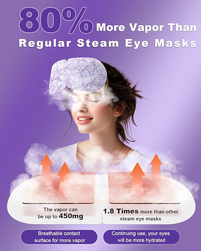 30 Packs Steam Eye Mask Lavender,Warm Compress for Dry Eyes Sleep Mask,Hot Auto Heated Eye Masks Relaxing Items for Women Moist Heat Soothing Eye Fatigue,Disposable Eye Mask for SPA Essentials - Bloomnest