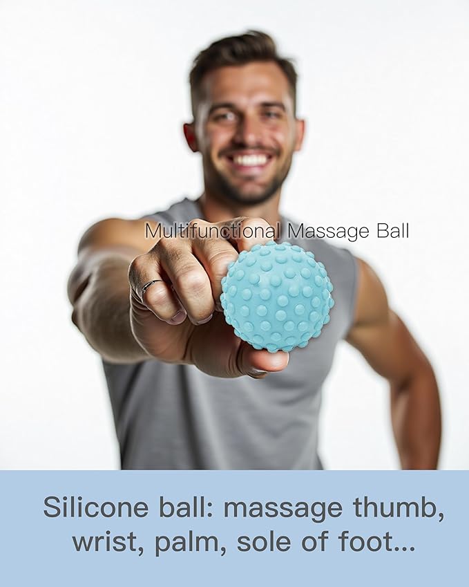 Massage Ball, Lacrosse Ball Massage Ball Therapy for Myofascial Release, Ball for Plantar Fasciitis Relief, Hard Ball,with Extra Soft Peanut Ball,Stretch Band - Bloomnest