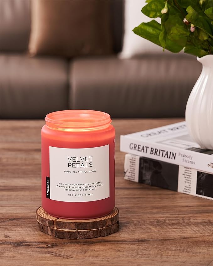 M&SENSE Sandalwood Floral Large Soy Candles for Home Scented, Organic Natural Soy Wax 19.4oz 110 Hour Long Lasting, Luxury Floral Scented Candle Gifts for Women - Bloomnest