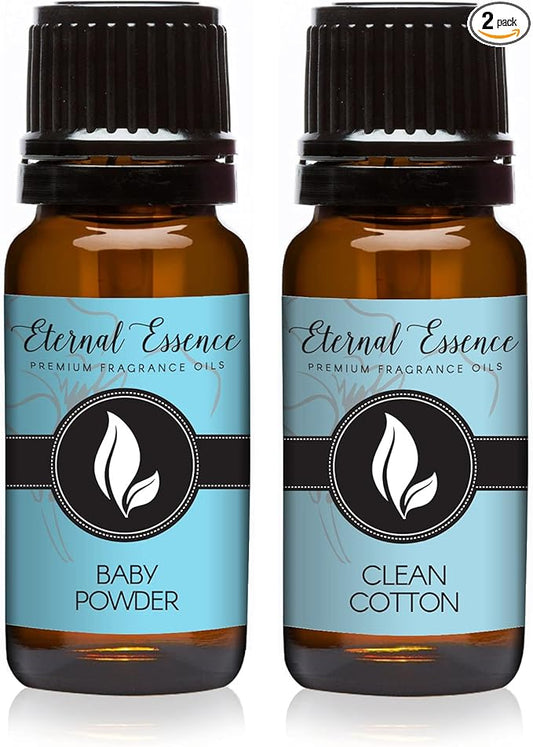 Eternal Essence Oils 2 Pack 10ml Premium Fragrance Oil - Baby Fresh & Clean Cotton - for Candle, Soap Making, Aromatherapy, Diffusers, Home Care, & Humidifiers EternalEssenceOils