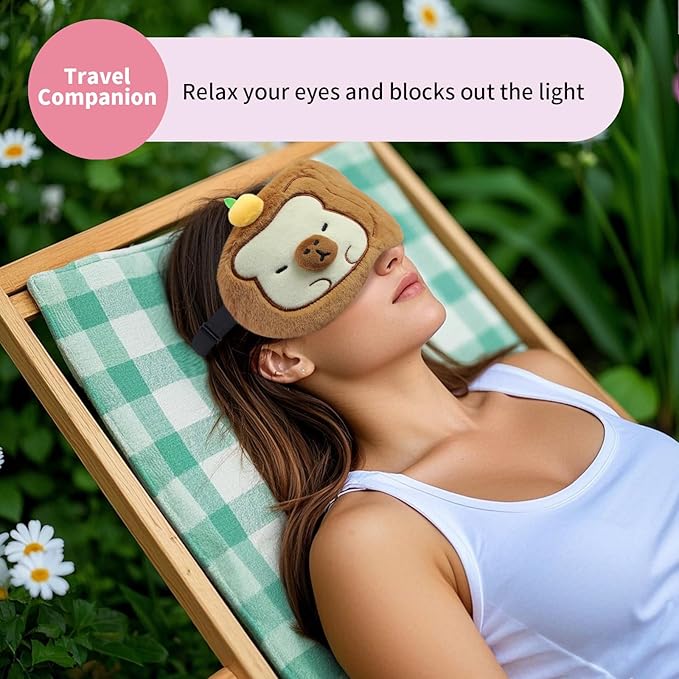 Cute Animal Eye Mask for Sleeping Funny Animal Sleeping Mask Soft Lightweight Eyemask for Women Teen Girls (Brown Bread) - Bloomnest