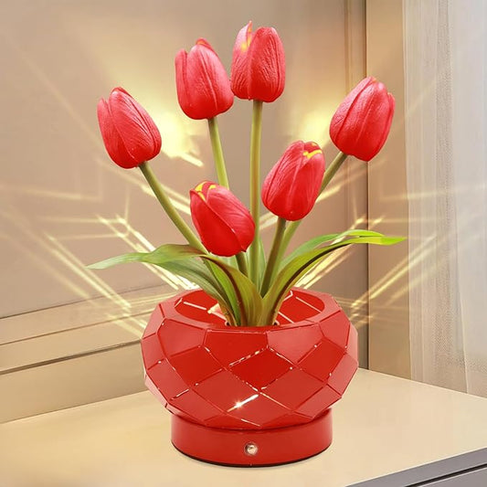 Birthday Gifts for Women,Tulips Flower Touch Lamp,Rechargeable Cordless Lamps 3-Colour Dimming Small Night Light for Festival,Restaurant,Bedroom,Office Home Decor Gifts for Mom - Bloomnest