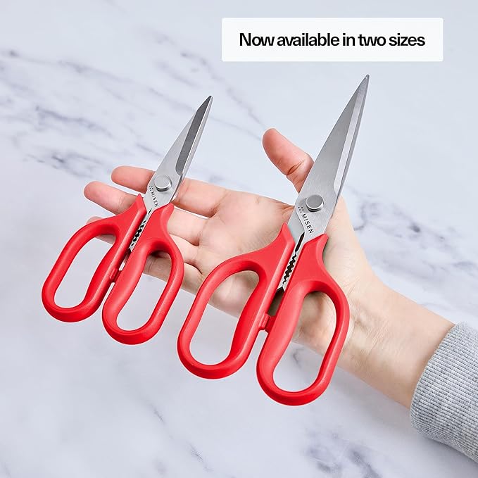 Misen Heavy Duty Kitchen Shears - Versatile Scissors for Meat, Poultry & More - Easy Clean, Professional Grade - Ambidextrous Comfort Handle - Red - Bloomnest