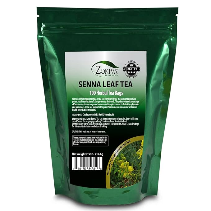 Zokiva Senna Tea - 100 Premium 2g Tea Bags for Constipation Relief and Digestive Health | 100% Natural, Herbal Laxative, Cleanser, and Digestive Support Caffeine Free - Bloomnest
