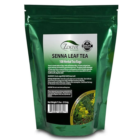Zokiva Senna Tea - 100 Premium 2g Tea Bags for Constipation Relief and Digestive Health | 100% Natural, Herbal Laxative, Cleanser, and Digestive Support Caffeine Free - Bloomnest