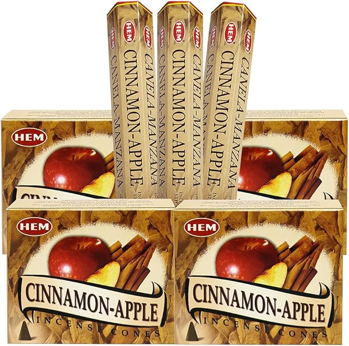 Cinnamon Apple Incense Sticks and Cone Incense Holder Variety Pack Bundle insence insense insienso TRUMIRI
