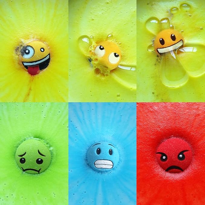 Large Emotion Face Bath Bombs Set of 6 – Fun Emoji-Inspired Spa Fizzies – Handmade with Shea Butter, Cocoa Butter & Essential Oils – Moisturizing Gift Set for Women, Men & Kids - Bloomnest