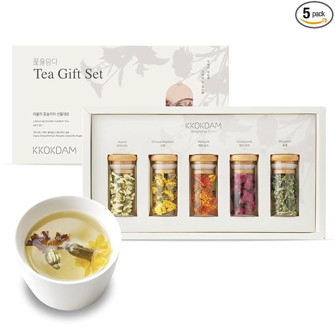 KKOKDAM Lovely Tea Gift Set – Premium Blooming Flowers Variety Pack - Fancy Gifts from South Korea - 5 Count - Bloomnest