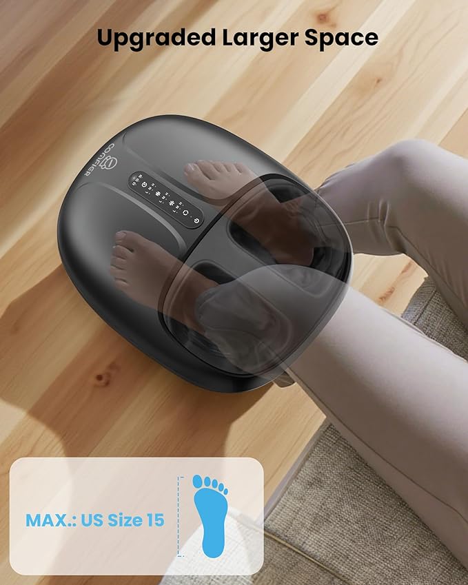 COMFIER HSA Eligible Shiatsu Foot Massager with Heat,Compression, Kneading & Rolling, FSA Electric Feet Massager for Plantar Fasciitis Neuropathy Warmer,Size Up to 15",Christmas Gifts for Women Men - Bloomnest