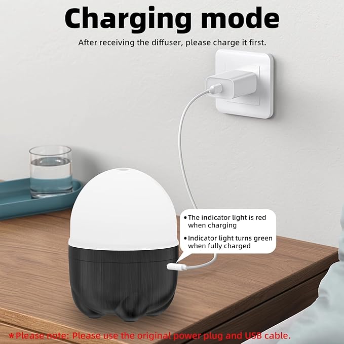 150ML Cordless Battery Operated Essential Oil Diffuser, Portable Rechargeable Diffuser with 7 LED Color ChangingLights （Dark Wood） - Bloomnest