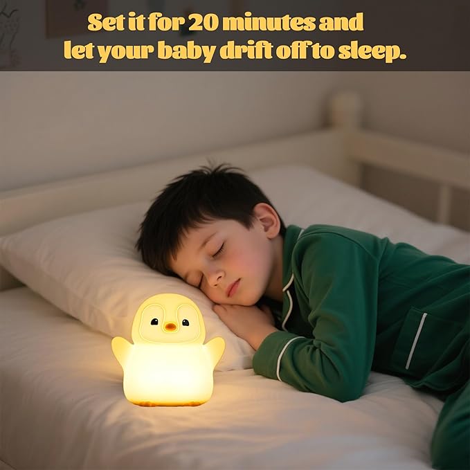 Penguin Nursery Night Light,LED Squishy Silicone Lamp,2 Levels Dimmable Bedroom Nightlight for Kids,Touch Light,Dorm Decor lamp,Baby Boys Girls Gifts (Standing Penguin) - Bloomnest