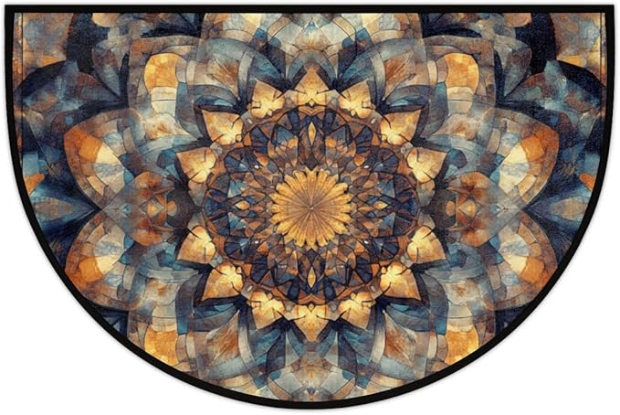 Half Round Door Mat, Vintage Boho Flower Half Circle Rug for Home Decor Floor Indoor Outdoor Non-Slip Washable Half Moon Rug Doormat 36X24 Inch - Bloomnest