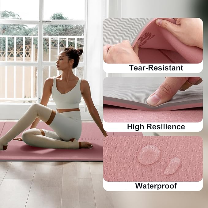 UMINEUX Yoga Mat Extra Thick 1/3'' & 2/5" Non Slip Yoga Mats for Women Eco Friendly TPE Fitness Exercise Mat with Carrying Sling & Storage Bag - Bloomnest