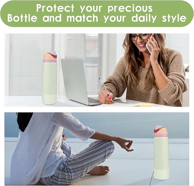 2PCS Silicone Water Bottle Boot, Compatible with Owala 24oz 32oz 40oz, Protective Anti-Scratch & Anti-Dent No Noise Sleeve Cover for FreeSip/Twist/Flip Water Bottles (Coastal Mist, 24oz) BKBY
