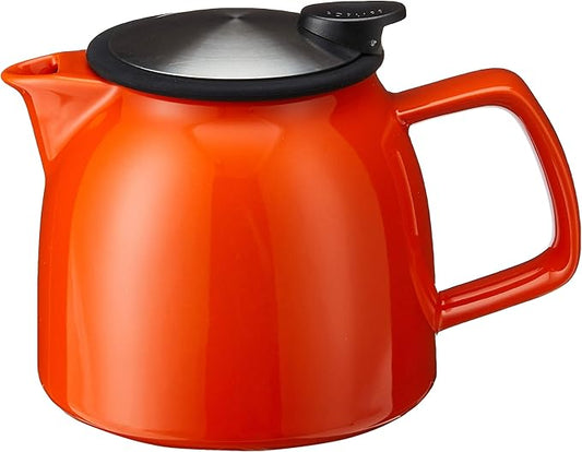 FORLIFE Bell Ceramic Teapot with Basket Infuser, 26-Ounce/770ml, Carrot - Bloomnest