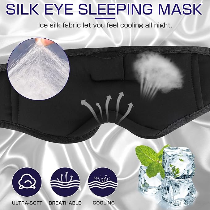 LC-dolida Sleep Headphones, Sleep Mask Bluetooth Wireless Music Eye Mask, Sleeping Headphones for Side Sleepers Sleep Mask with Bluetooth Headphones Ultra-Thin Stereo Speakers Perfect for Sleeping - Bloomnest