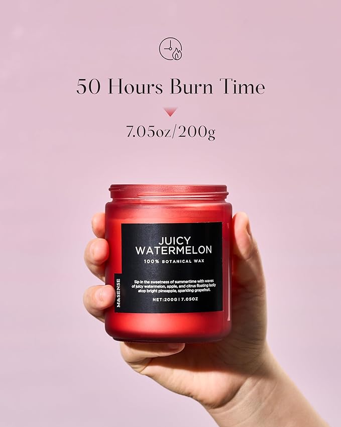 M&SENSE Juicy Watermelon Scented Candle, 7.05oz 50 Hours Clean Non Toxic Natural Soy Wax Long Lasting Candle for Women Men, 2 Wick Fruit Scent Home Fragrance Home Decor for Housewarming Gifts - Bloomnest