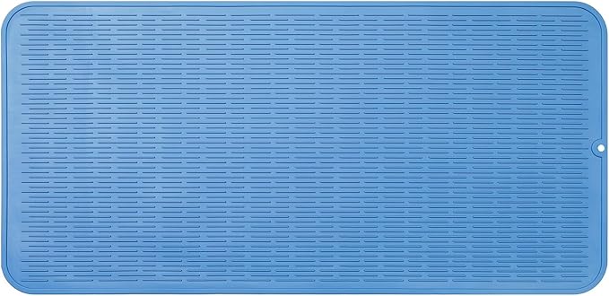 Silicone Dish Drying Mat for Multiple Usage,Easy clean,Eco-friendly,Heat-resistant Silicone Mat for Kitchen Counter or Sink,Refrigerator or Drawer Liner Lichen BlueL 5XL 36inches x 18inches - Bloomnest