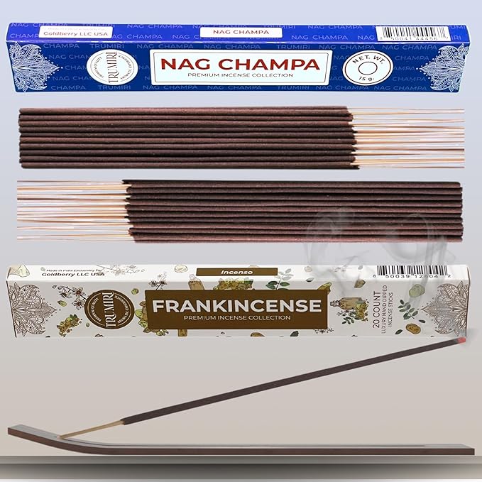 Trumiri Incense Sticks - Combo Pack of 35 Insence-Sticks - 15 Nag Champa + 20 Frankincense - Insenses - Insents - Incents - Inscense - Incence - Incienso - All Natural Incense Sticks TRUMIRI
