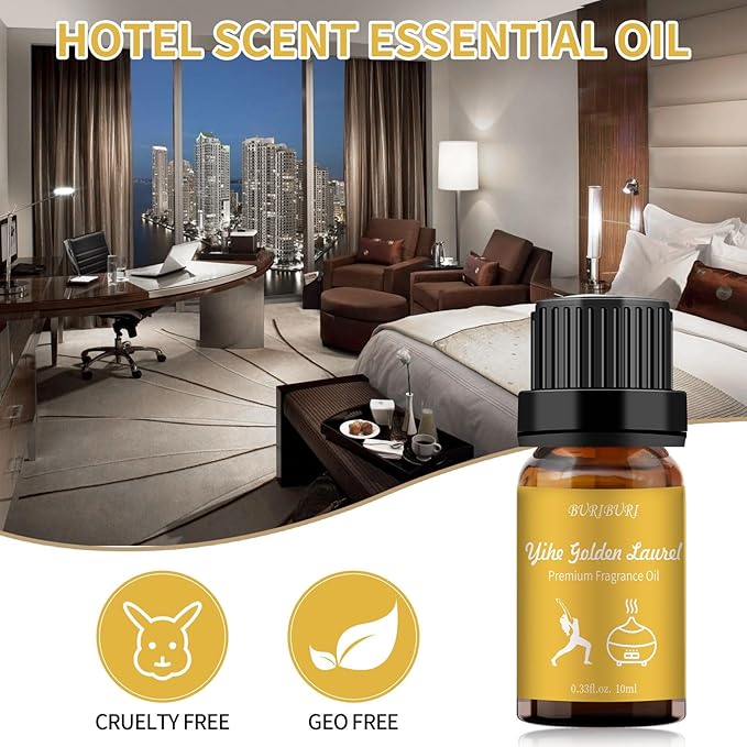 BURIBURI Hotel Scent Essential Oil, Lifestyle Hotel Collection Fragrance Aromatherapy Oil Blends, Air Freshener Hotel Collection Diffuser Oil - Yihe Golden Laurel BURIBURI