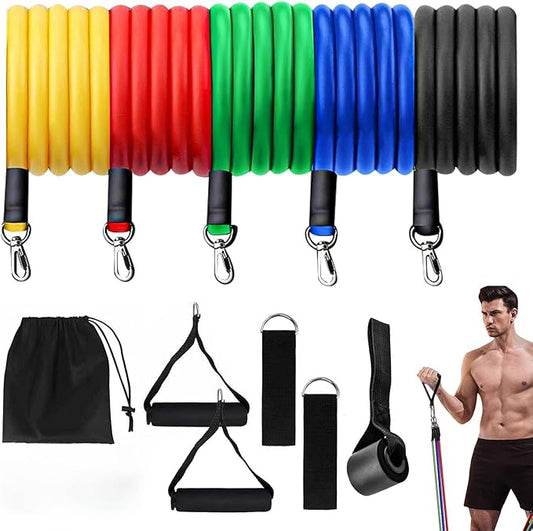 Resistance Bands, Resistance Band Set, Strength Training Fitness Bands, Exercise Bands for Men and Women, Resistance Bands with Handles, Door Anchor, for Shape Body and Home Workouts - Bloomnest