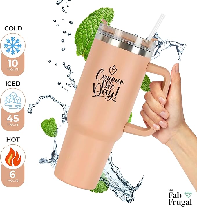 Premium 40 oz Tumbler with Handle - Inspirational Design, Includes Convenient Carry Bag, Ideal for Outdoor Activities and Daily Use, Durable and Stylish - Bloomnest