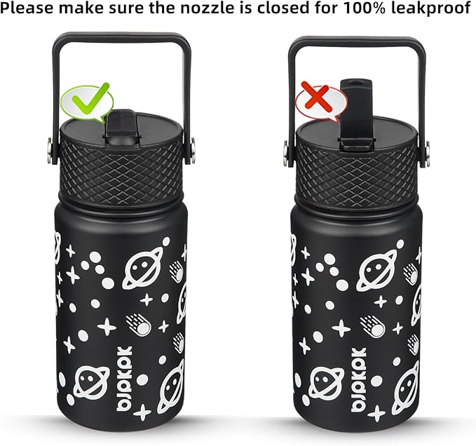 BJPKPK Water Bottle with Straw Lid, 15 oz Insulated Water Bottle, Stainless Steel Metal Water Bottles, Reusable Leak Proof BPA Free Thermo, Flask, Cups, Space Traveller - Bloomnest