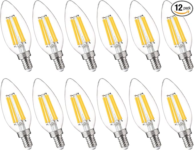 FLSNT 100W Equivalent Candelabra LED Bulbs 5000K Daylight, Dimmable LED Chandelier Light Bulbs for Dining Room, Living Room, Porch, 800LM, E12 Base, 12 Pack UL,CA65 Listed. - Bloomnest