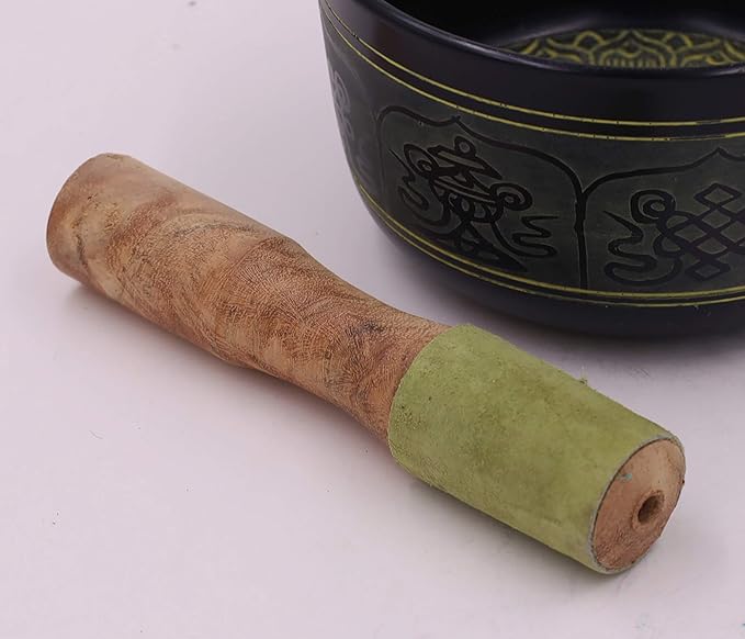 Tibetan Hard Wood Singing Bowl with Suede Wrapped Striker Mallet - Bloomnest