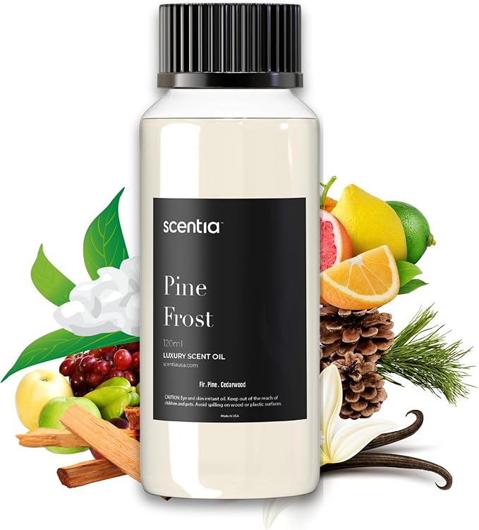 Scentia Pine Frost Essential Oil – 120ml Christmas Diffuser Oil | Crisp Winter Blend with Fir, Pine, Citrus & Vanilla | Aromatherapy for Home, Candles, Soaps & Holiday Décor | Made in USA Scentia