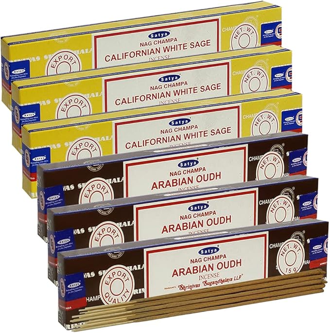White Sage Arabian Oudh Incense Sticks & Holder Bundle Variety Pack from House of Nag Champa Incense Sticks and Trumiri TRUMIRI