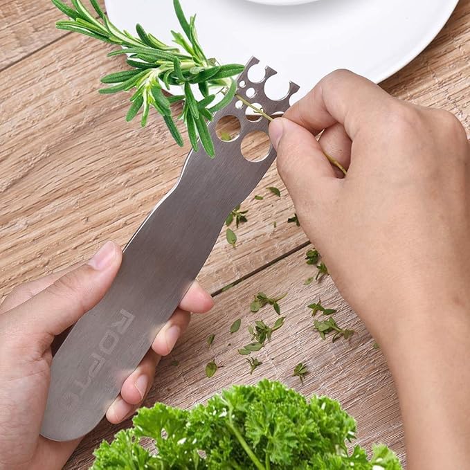 Herb Stripper Stainless Steel Kitchen Herb Leaf Stripping Tool Metal Herb Pealer LooseLeaf Kale Razor for Kale, Chard, Collard Greens, Thyme, Basil, Rosemary - Bloomnest