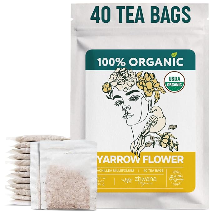 Organic Yarrow Tea (40 Tea Bags) - Support Immune Function, Digestion, Relaxation - Women's Tea for Healthy Cycle and Emotional Balance - Te de Milenrama - Bloomnest