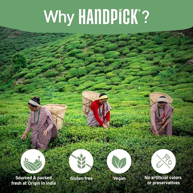 HANDPICK, Green Tea Loose Leaf (255g/9oz) 127 Cups | Non-GMO, 100% Pure Green Tea Leaves Sourced from Himalayas, India | Resealable Ziplock Pouch - Bloomnest