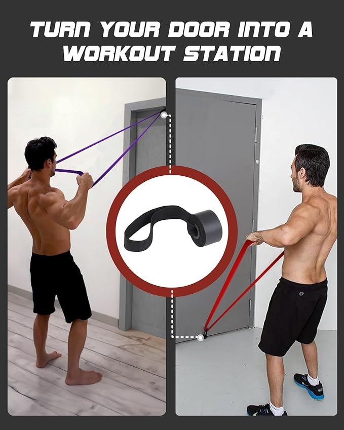 Resistance Bands Set - Pull Up Bands for Men Women, Exercise Bands Resistance with Door Anchor, Training Poster & Pouch for Body Stretching, Pull Up Assist - Bloomnest