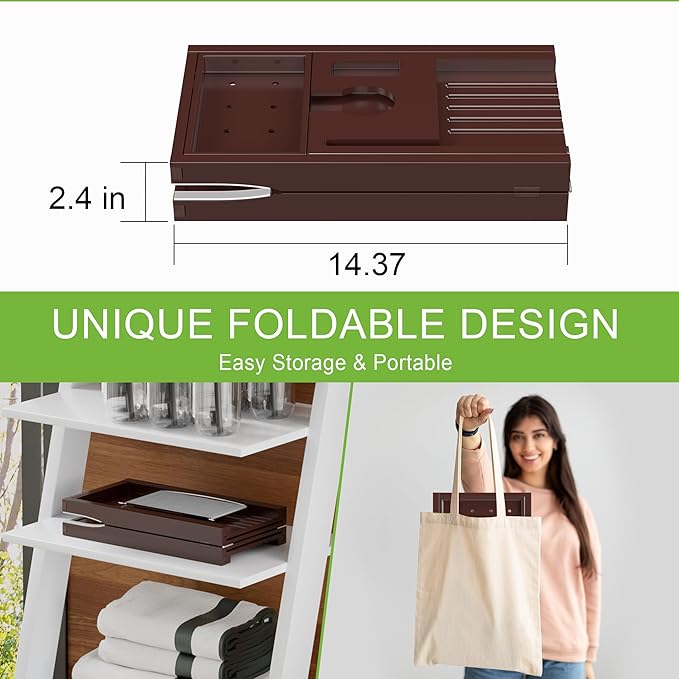 Bathtub Caddy Tray for Tub,Foldable Bath Table Trays,Bamboo Shelf with Book and Wine Glass Holder,Bathroom Accessories Suitable for Luxury Spa or Reading,Brown - Bloomnest