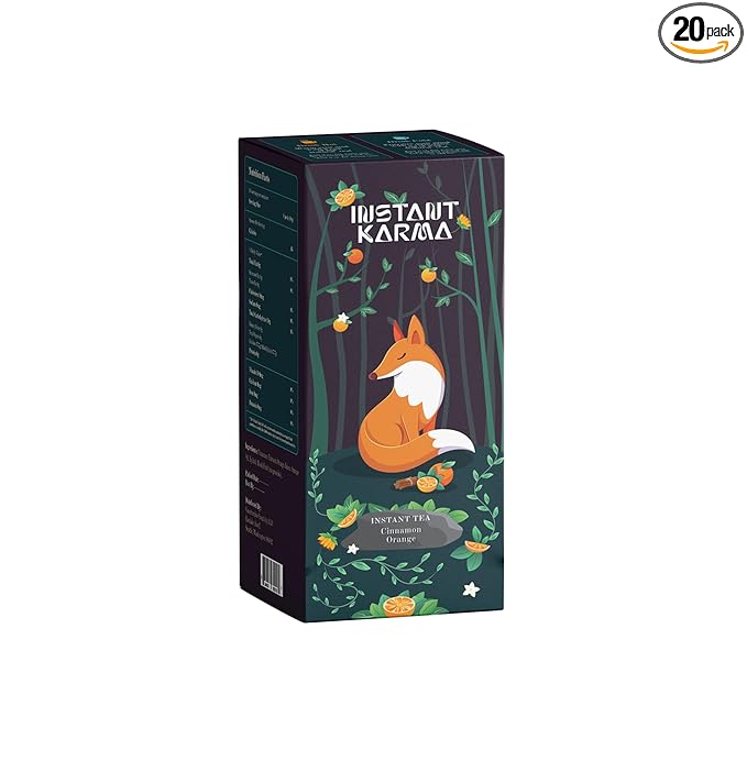 Instant Karma | Cinnamon Orange Instant Tea | All Natural, Caffeine-Free, No Added Sugar | Herbal Wellness Tea 20 Sachets (Cinnamon Orange) - Bloomnest
