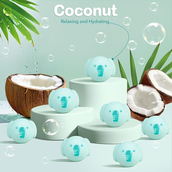 SHUCHING 14 Pcs Blue Elephant Bath Bombs with Surprise Inside, Natural and Organic Bubble Bath Fizzy Balls for Kids, Birthday Christmas Gifts Set for Boys Girls - Bloomnest