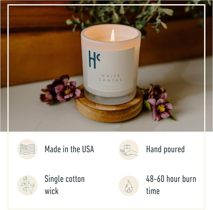 White Santal Single Wick Soy Candles, Luxury Scented Candles for Home - Up to 60 Hour Burn Time, Cruelty-Free Soy Wax Blend - Lily of The Valley Fragrance, Notes of Wood & Musk (9 oz) - Bloomnest