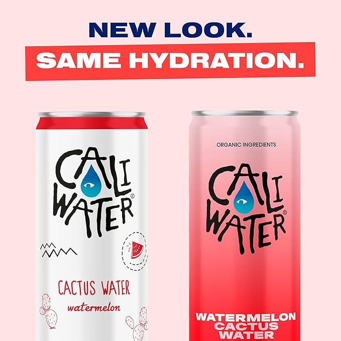 Caliwater - Organic Cactus Water - Watermelon - 5g Sugar, 35 Calories - Half Sugar of Coconut Water - Natural Plant Based Hydration - Skin Care, Electrolyte Drinks - Flavored Water Beverages - 12 Cans - Bloomnest