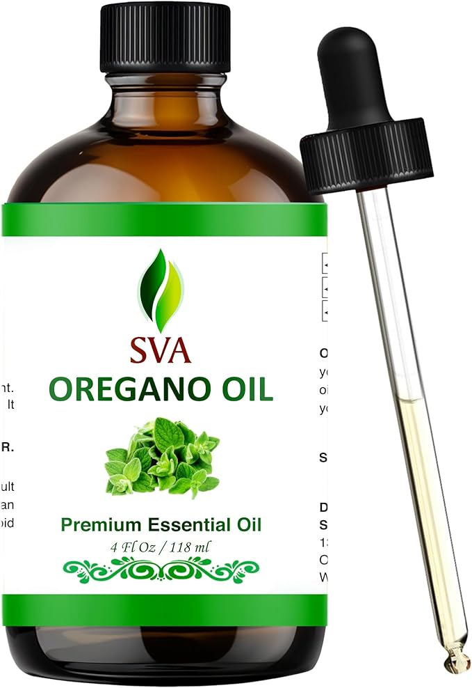 SVA Oregano Essential Oil – 4 Fl Oz – 100% Natural Oregano Oil - for Diffuser, Hair Care, Face, Skin Care, Aromatherapy, Scalp and Body Massage, Soap and Candle Making – with Dropper - Bloomnest