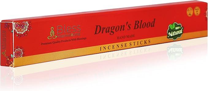 Bless-Dragons-Blood 100%-Natural-Handmade-Hand-Dipped Organic-Chemicals-Charcoal-Free Purification-Relaxation-Positivity-Yoga-Meditation Best-Woods-Scent (25 Sticks (1.4 OZ)) BlessInternational