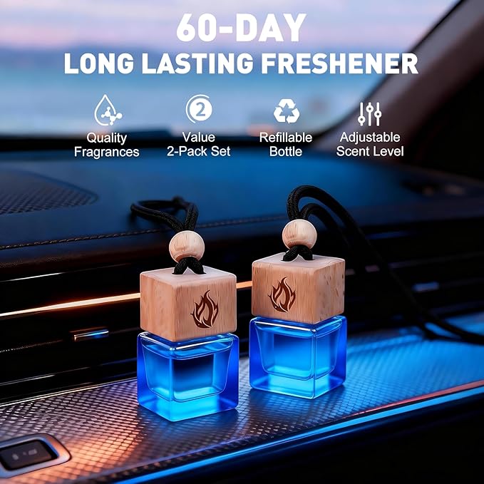 Car Air Freshener Hanging 2 Pack, Cologne Fragrance Long Lasting Car Scent Essential Oil Diffuser, Car Accessories Air Diffuser for Men - Bloomnest