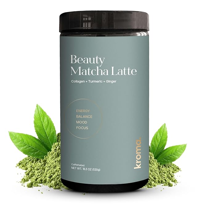 Kroma Beauty Matcha Latte Powder 17.75oz, 503g, 60 Servings – Ceremonial Grade Japanese Matcha Green Tea with Collagen, Ginger, Turmeric & Adaptogenic Mushrooms for Daily Wellness & Rituals - Bloomnest