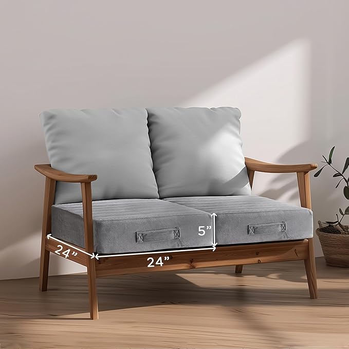 Codi Thick Replacement Couch Cushions, Upholstery Foam with Washable Covers for Sofa Cushion Chair Meditation - 24 × 24 × 5 Inch | High Density Foam, Grey