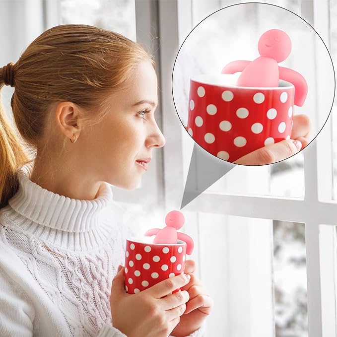 Hicarer 2 Pieces Tea Infuser for Loose Tea Cute Fine Mesh Tea Strainer Stainless Steel Tea Filter Ball Tea Diffuser Steeper for Teacups Teapots, 2 Colors (Pink, Gray)