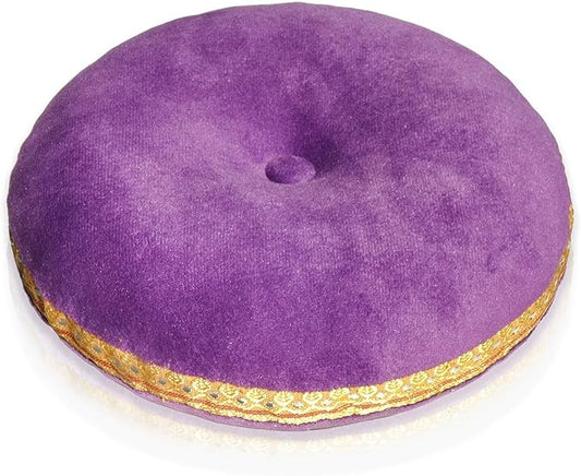 Singing Bowl Cushion for Tibetan Singing Bowls, Handmade Silk Brocade Round Cushion Pillow for Sound Healing and Crystal Sound Bowls Accessories(Purple,7.5 Inch) - Bloomnest